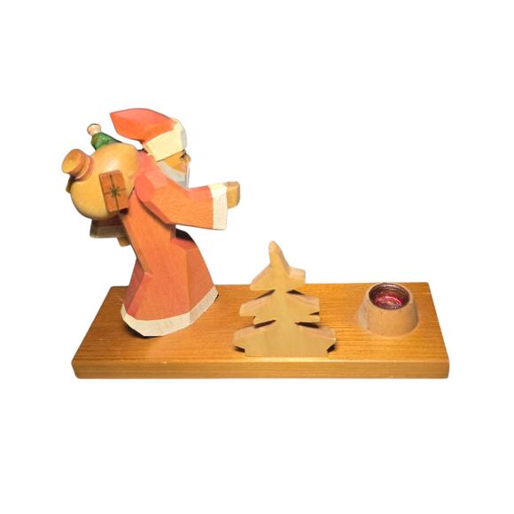 Santa German Erzgebirge Wood Walking Hiking Candle Holder - Picture 4 of 5